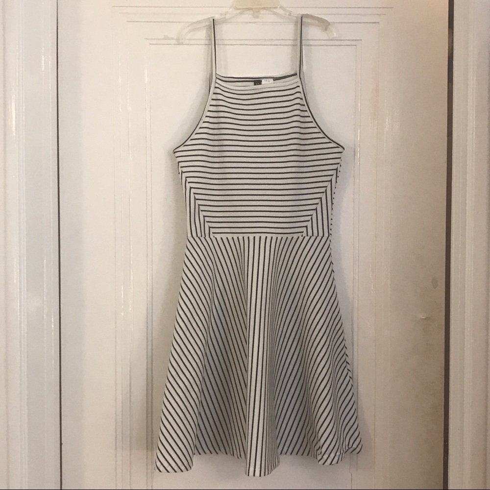 Black & White striped fit & flare dress